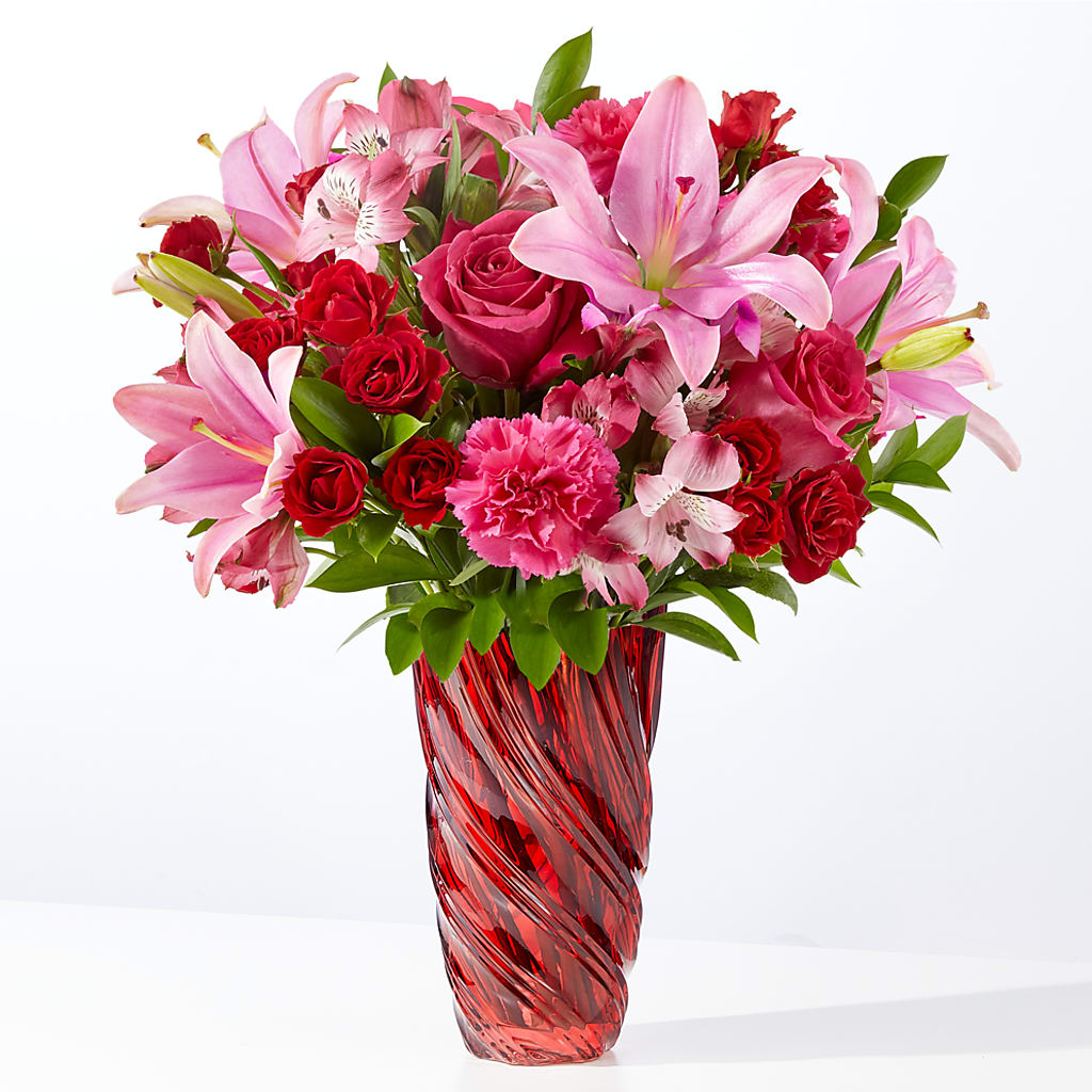 In Love Bouquet with Luxe Swirl Vase – Meta Flowers, Manassas VA