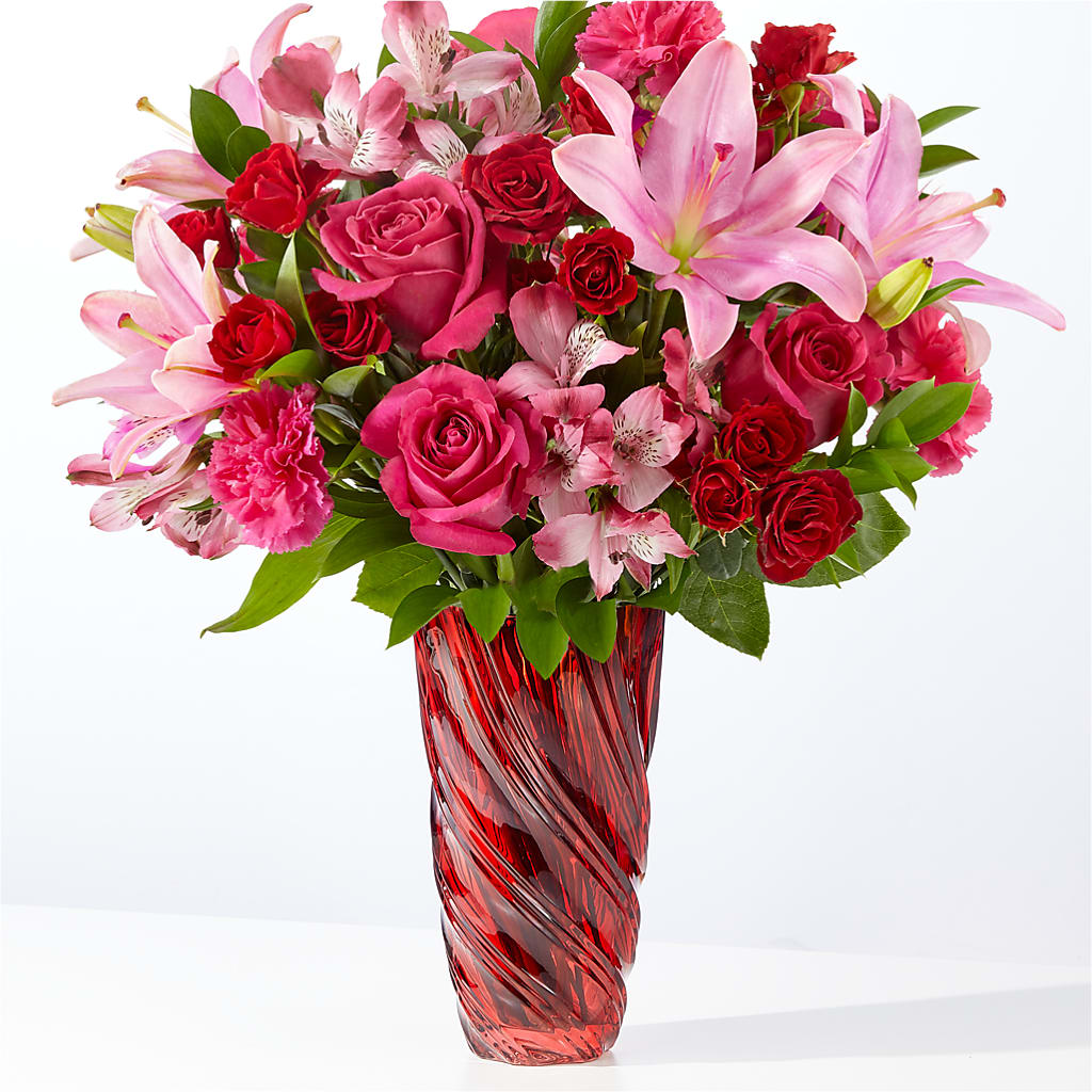 In Love Bouquet with Luxe Swirl Vase – Meta Flowers, Manassas VA