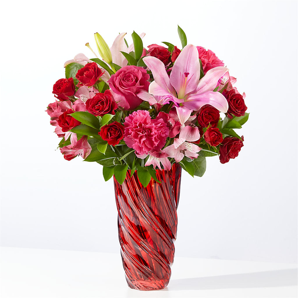 In Love Bouquet with Luxe Swirl Vase – Meta Flowers, Manassas VA
