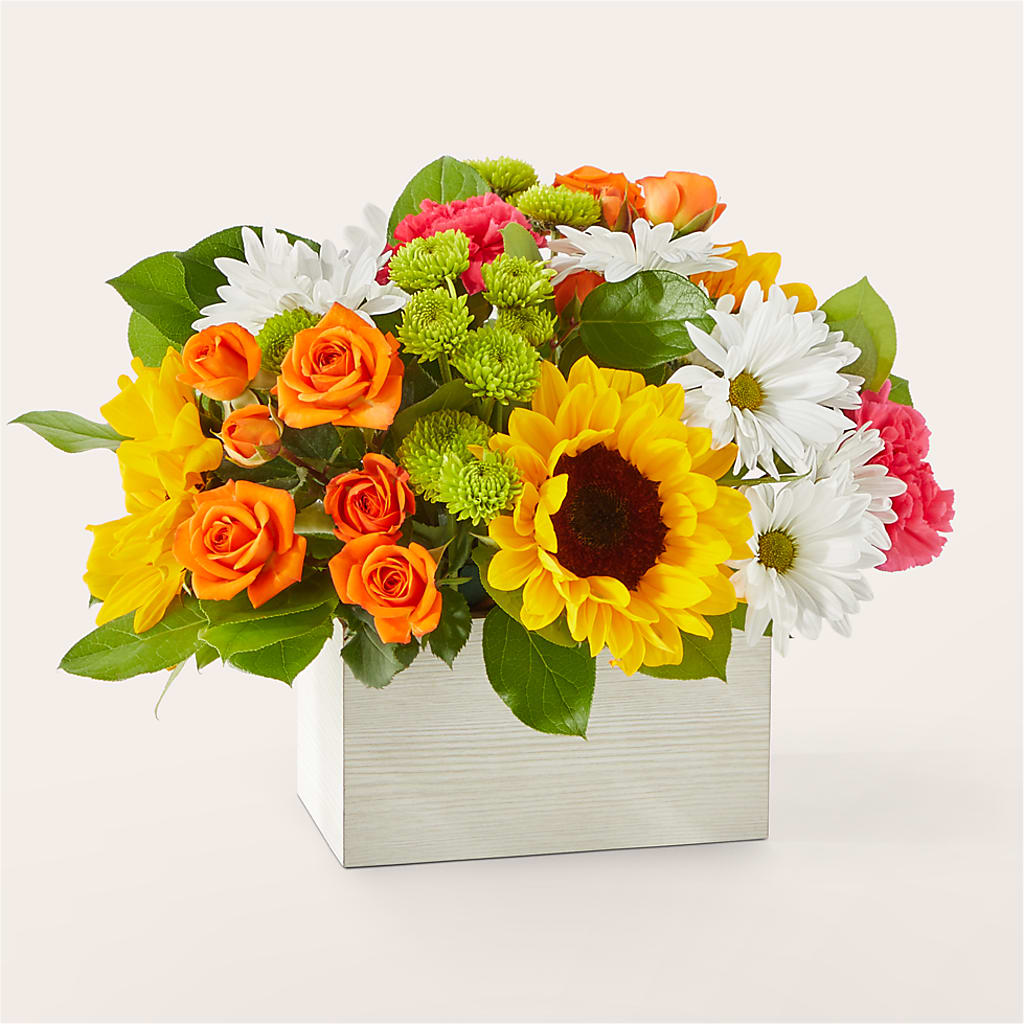 Sun-drenched Blooms Box Bouquet – Meta Flowers, Manassas VA