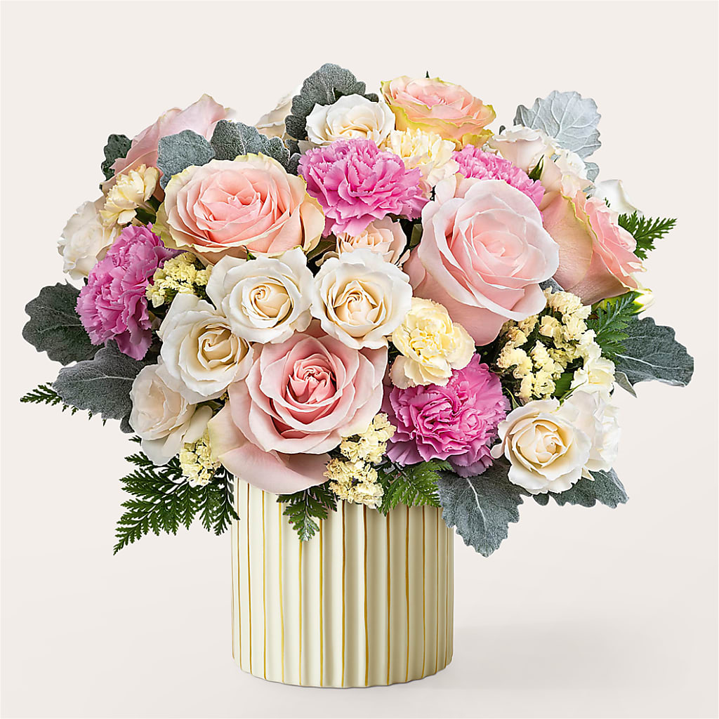 Blissful Moments Bouquet with Ivory Vase – Meta Flowers, Manassas VA