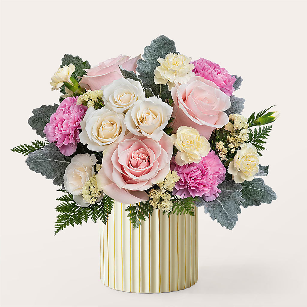 Blissful Moments Bouquet with Ivory Vase – Meta Flowers, Manassas VA