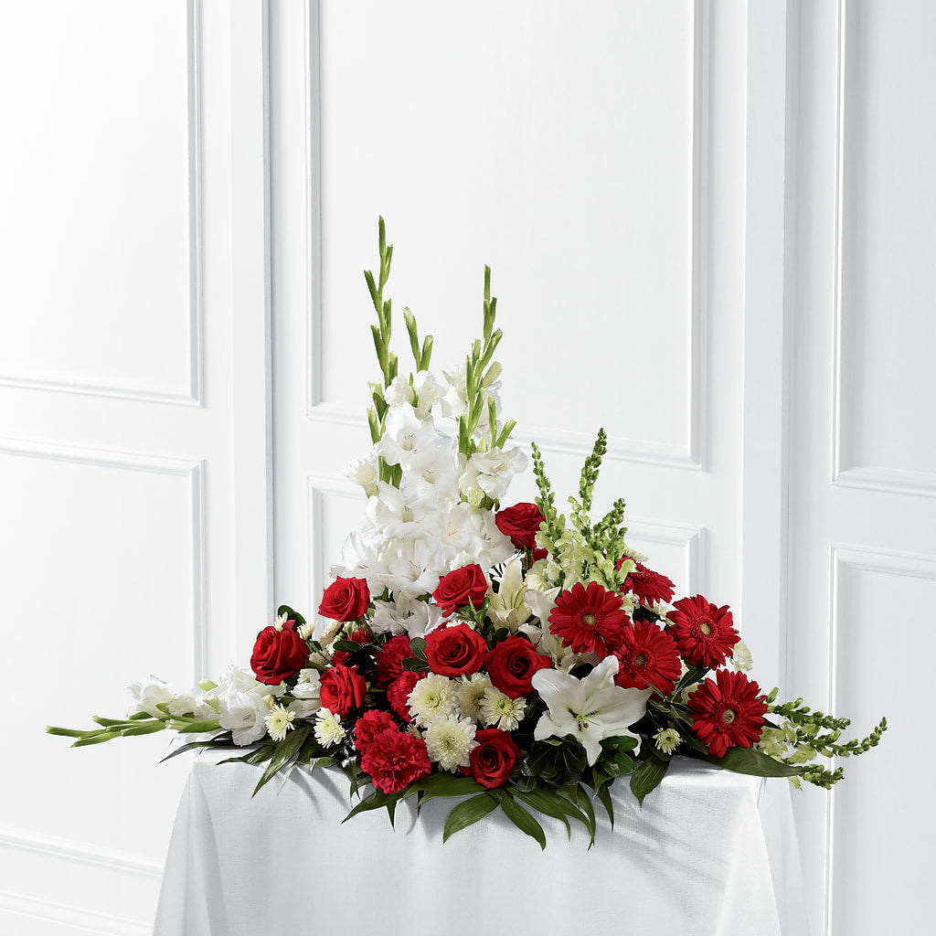 Crimson & White Arrangement – Meta Flowers, Manassas VA