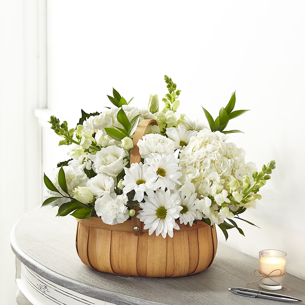Pure Ivory Basket – Meta Flowers, Manassas VA