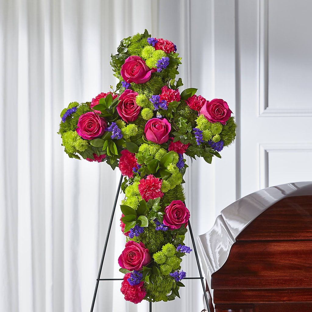 Tribute Rose Floral Cross – Meta Flowers, Manassas VA