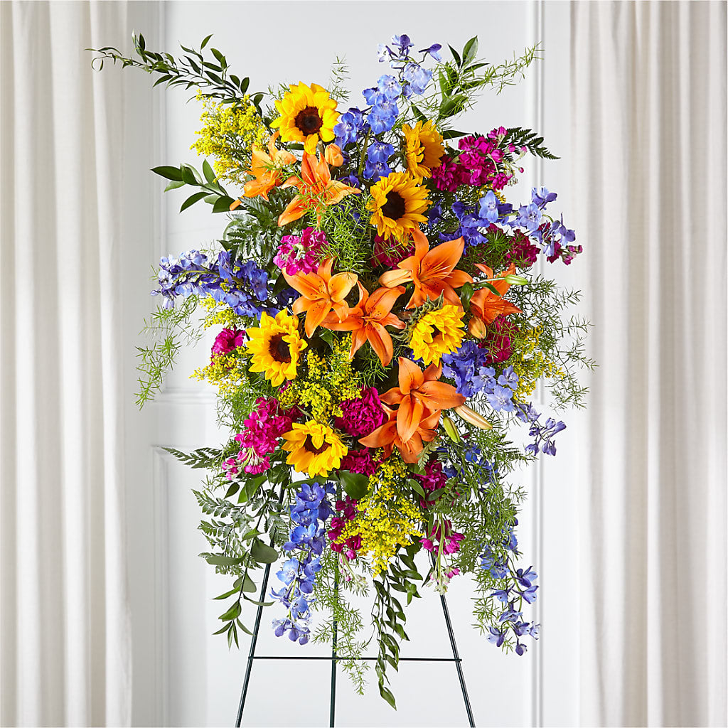Sunlit Memories Standing Spray (Standard) – Meta Flowers, Manassas VA