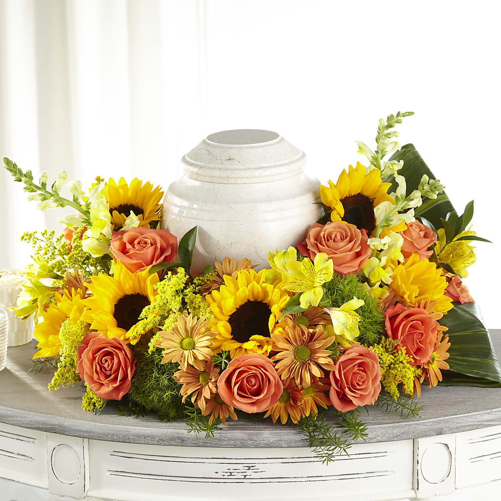 Faithful Sunflower Cremation Adornment – Meta Flowers, Manassas VA