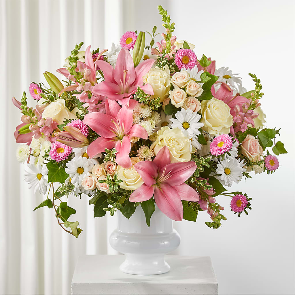 Empathetic Blooms Urn Arrangement – Meta Flowers, Manassas VA