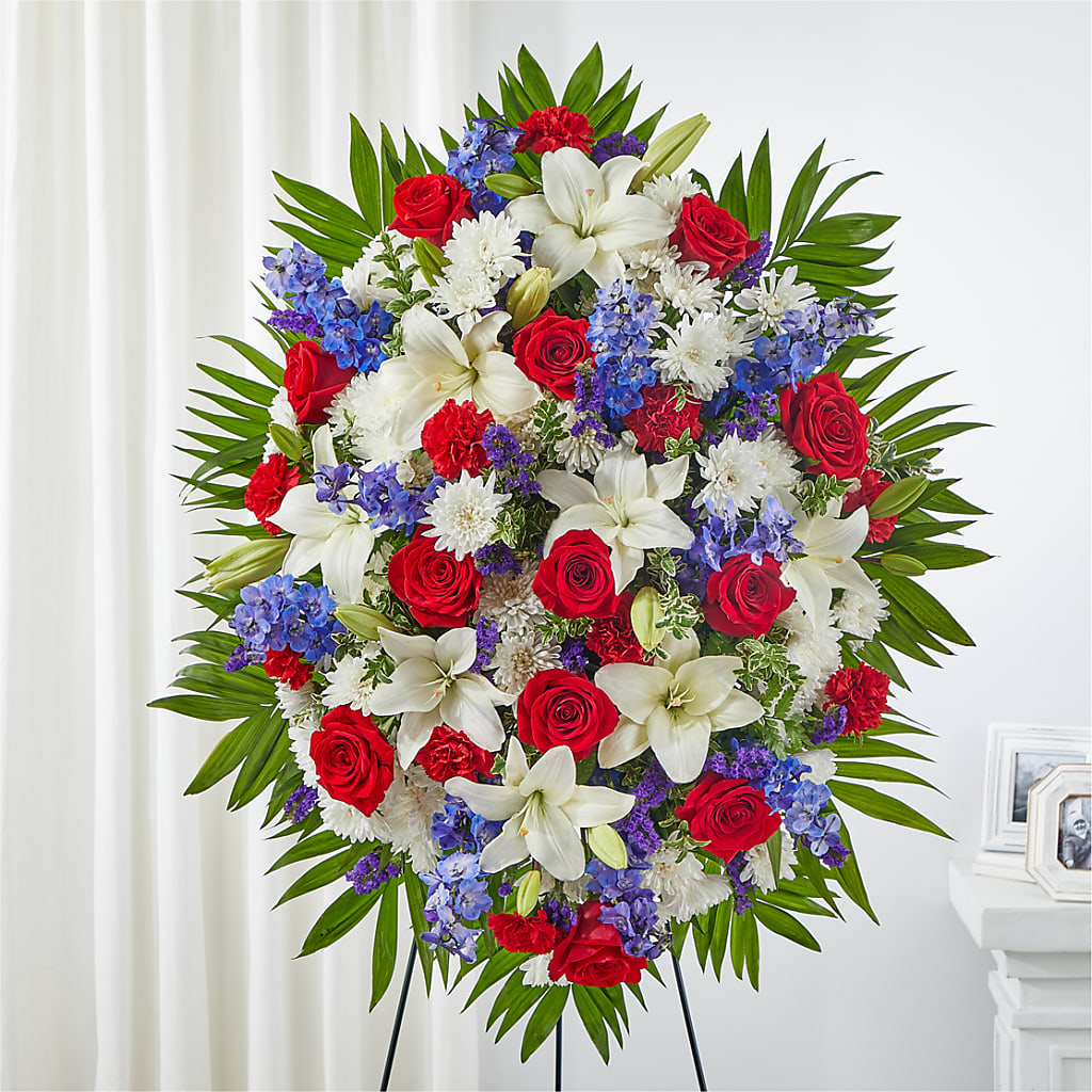 Cherished Service Standing Spray – Meta Flowers, Manassas VA