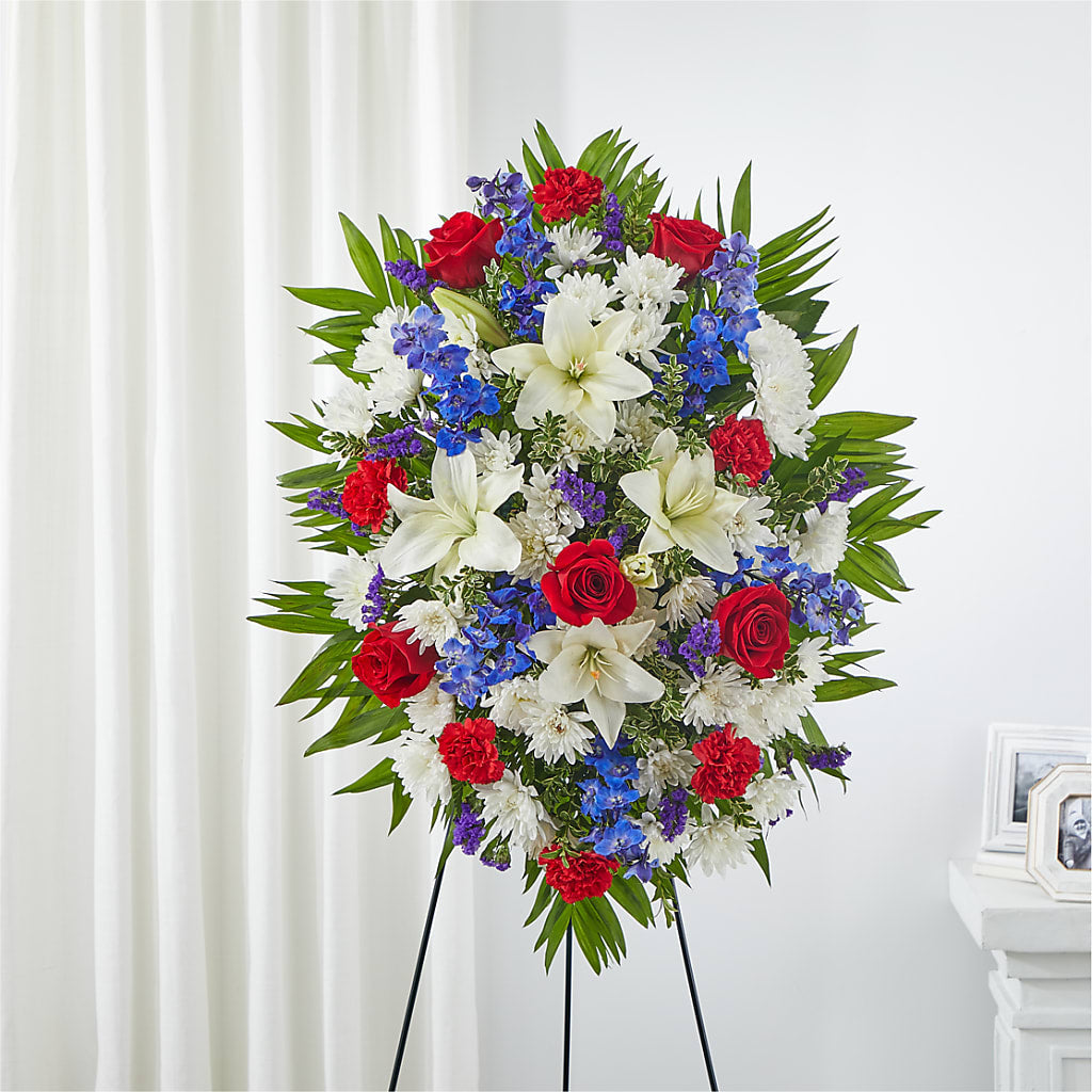 Cherished Service Standing Spray – Meta Flowers, Manassas VA