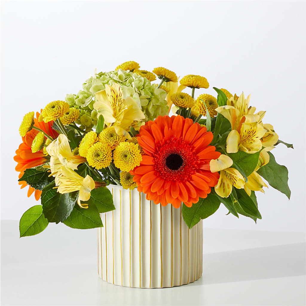 Autumn Sunshine Bouquet with Ivory Vase – Meta Flowers, Manassas VA