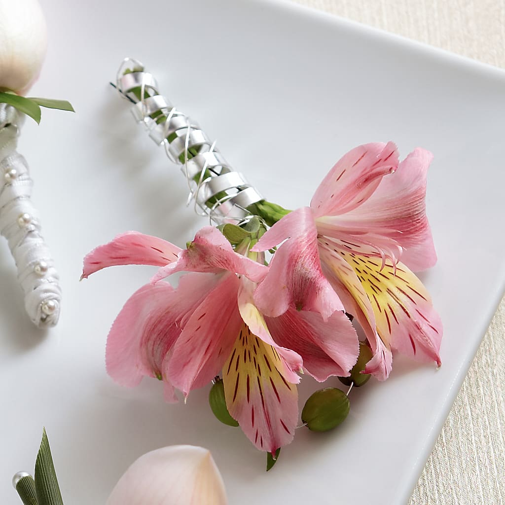 Pink Peruvian Lily Boutonniere – Meta Flowers, Manassas VA