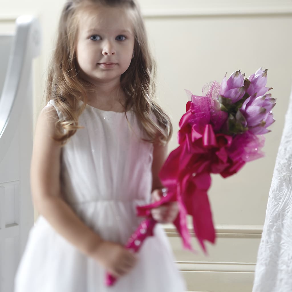 Sparkle Pink Flower Girl Bouquet – Meta Flowers, Manassas VA