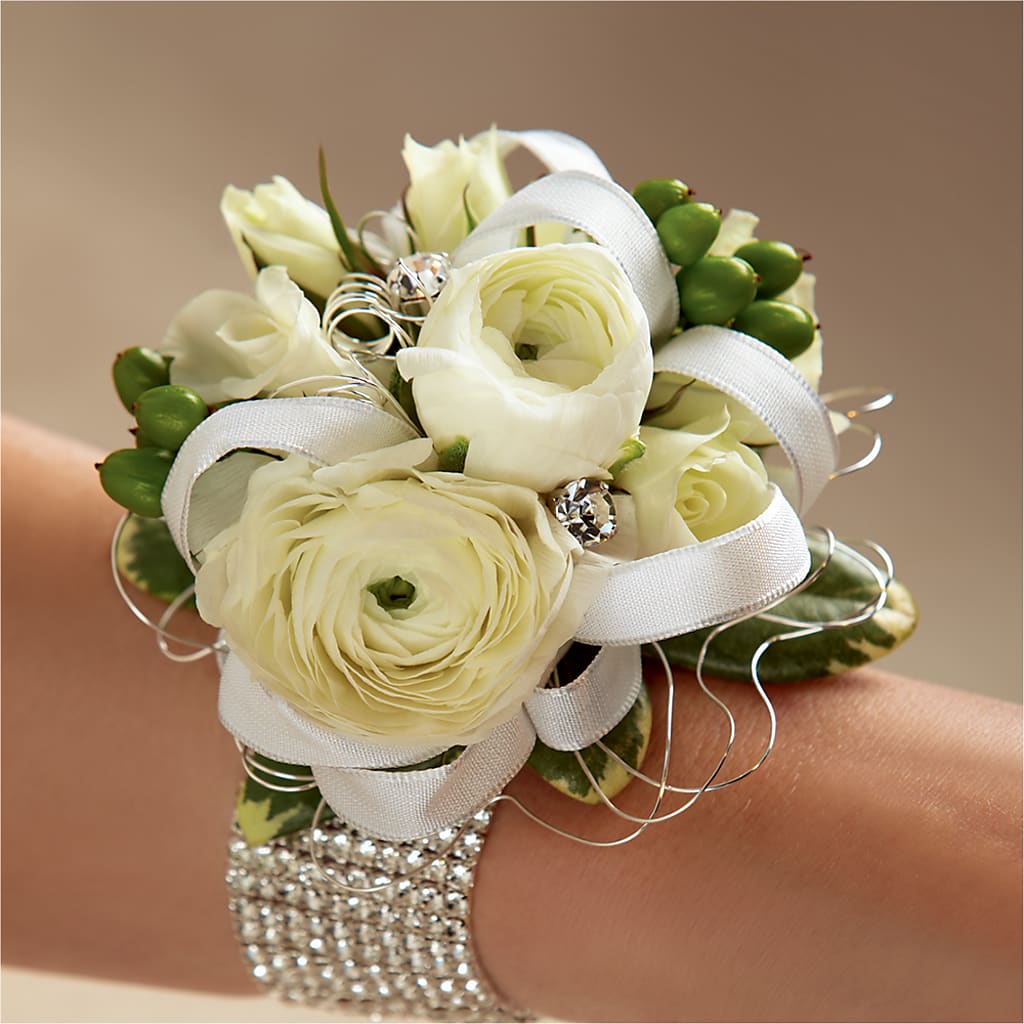 White Wedding Corsage – Meta Flowers, Manassas VA