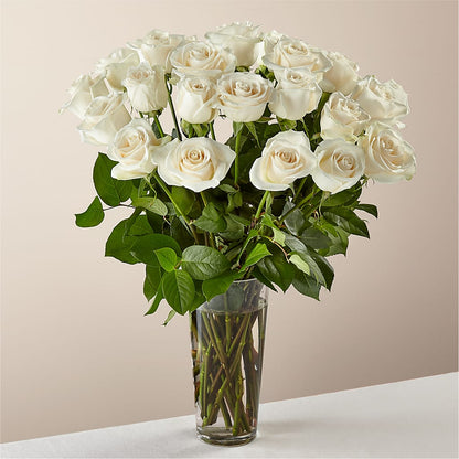 Bouquet de roses blanches à longues tiges