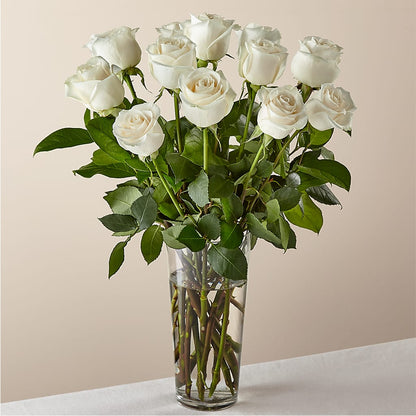 Bouquet de roses blanches à longues tiges