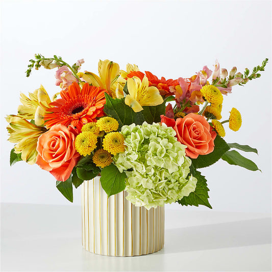 Autumn Sunshine Bouquet with Ivory Vase –  Meta Flowers, Manassas VA