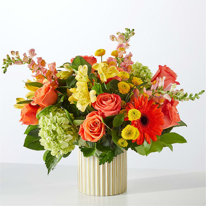 Autumn Sunshine Bouquet with Ivory Vase –  Meta Flowers, Manassas VA