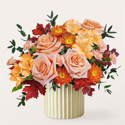 Spiced Latte Bouquet with Ivory Vase –  Meta Flowers, Manassas VA