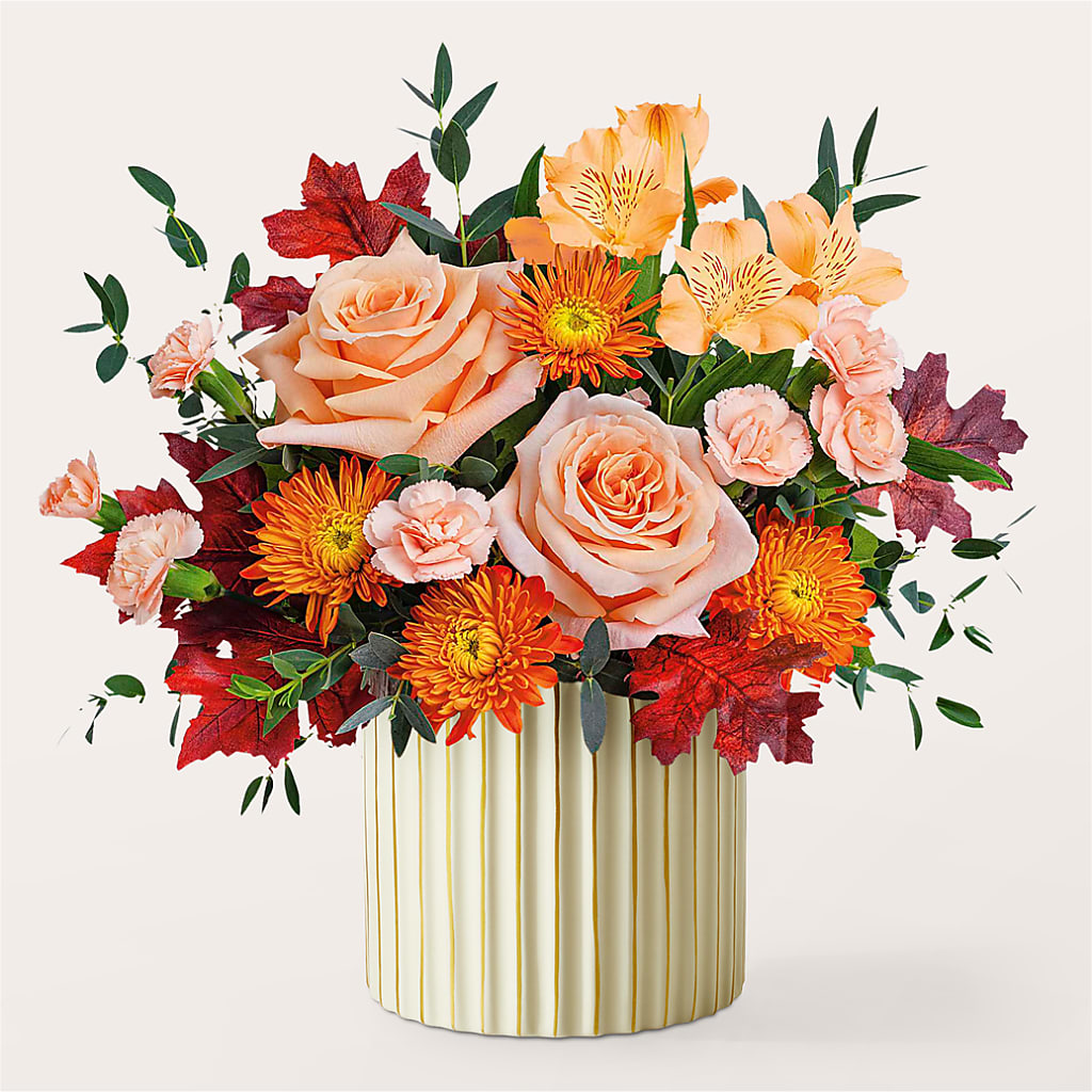 Spiced Latte Bouquet with Ivory Vase –  Meta Flowers, Manassas VA